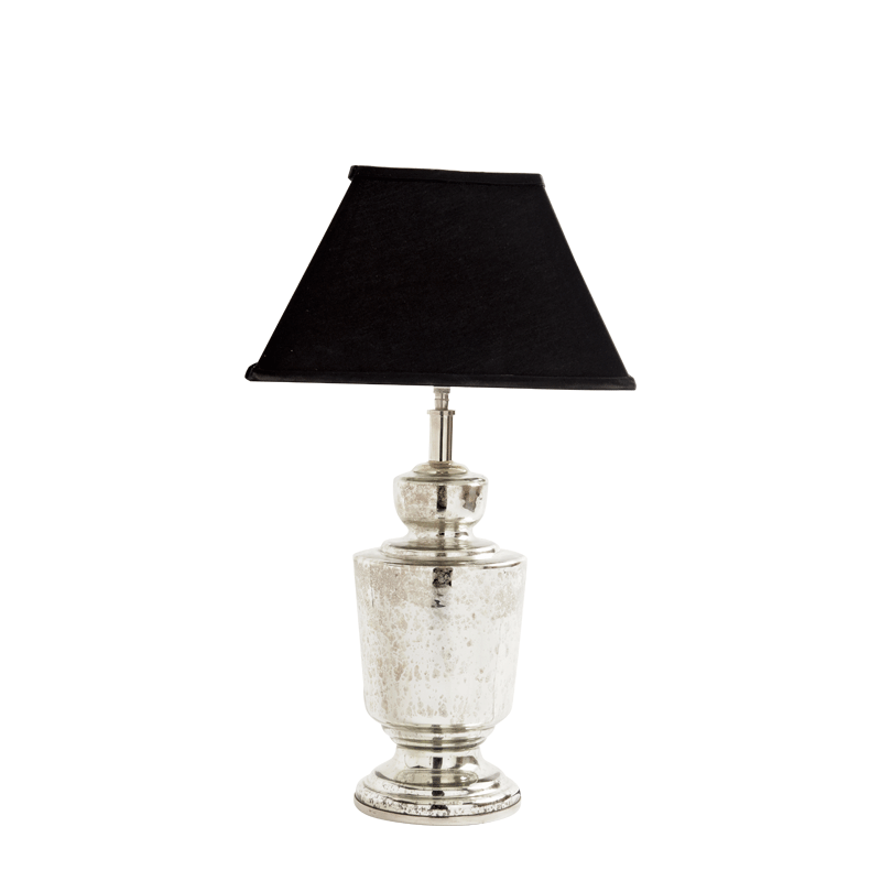 Mercury Glass Lamp with Black Shade