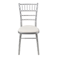 Bamboo Chair in Silver with White Vinyl Seat Pad