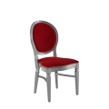 Chandelle Chair in Silver with Crimson Red Velvet Seat Pad