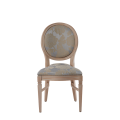 Chandelle Chair in Ivory with Damask Moonshine Seat Pad