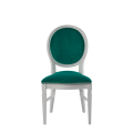 Chandelle Chair in White with Jade Velvet Seat Pad