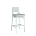 Porcino Bar Stool in White with Silver Seat Pad