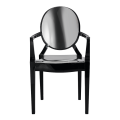 Louis Ghost Armchair in Black with Silver Vinyl Seat Pad