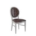 Chandelle Chair in White with Taupe Snake Skin Seat Pad