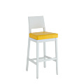 Porcino Bar Stool in White with Yellow Seat Pad