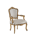 Orleans Armchair in Gold with White Leather Seat pad