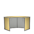 Unico Curved Bar with Stainless Steel Frame and Gold Panels