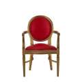 Chandelle Armchair in Gold with Red Seat Pad