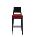 Porcino Bar Stool in Black with Red Seat Pad