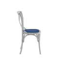 Coco Chair in White with Sapphire Seat Pad