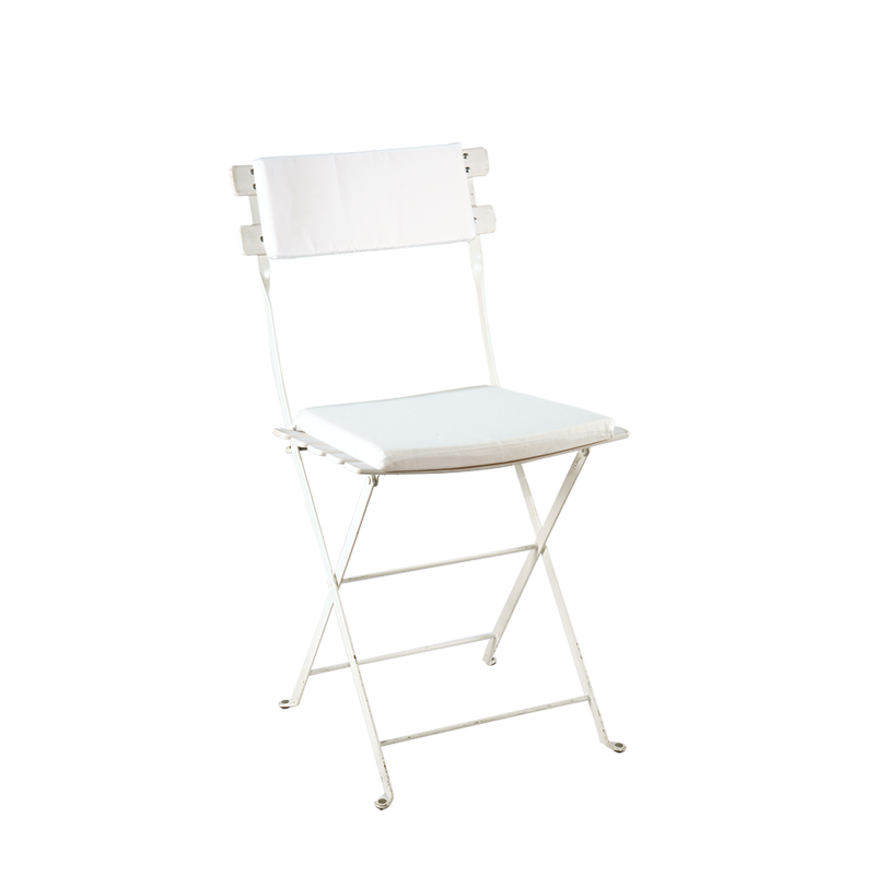 Trocadero White Chair with White Seat Pad and Back