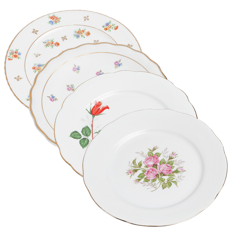 Vintage flowery big plate Ø 23-25 cm