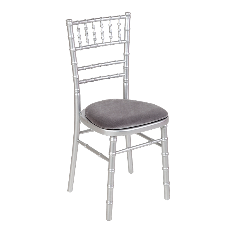 Bamboo Chair in Silver with Silver Velvet Seat Pad