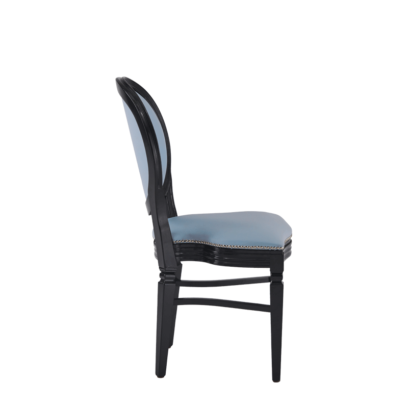 Chandelle Chair in Black with Baby Blue Seat Pad