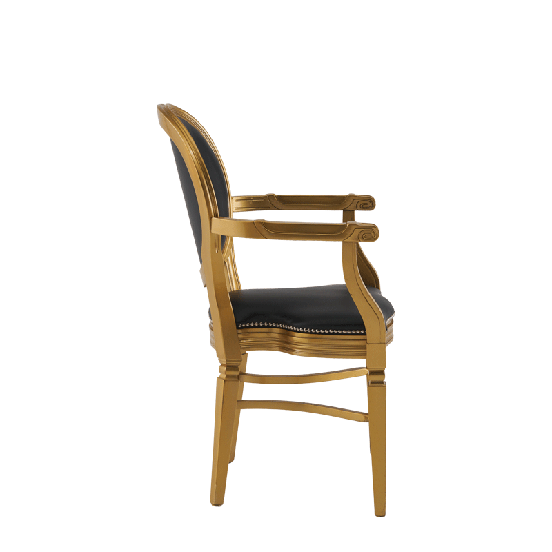 Chandelle Armchair in Gold with Black Seat Pad