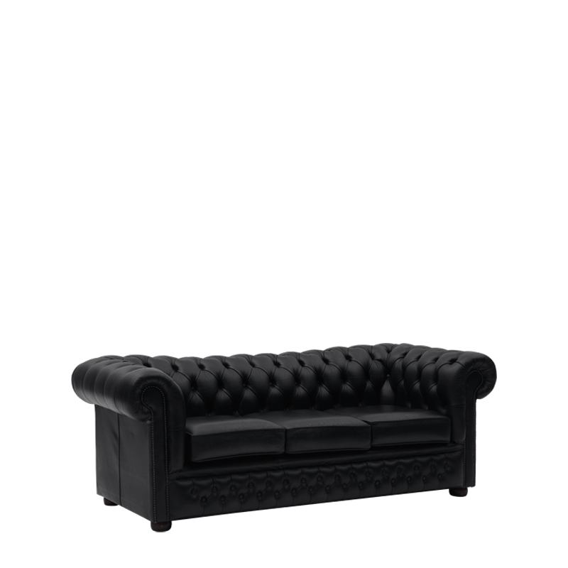 Chesterfield Sofa in Black 7ft