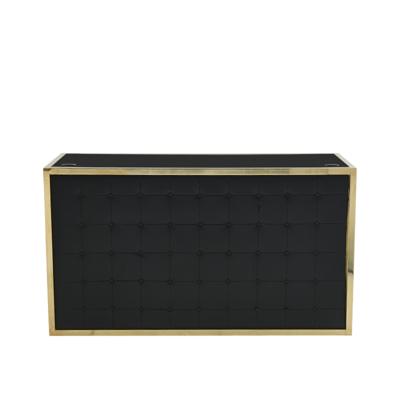 Unico DJ Booth with Gold Frame and Black Upholstered Panels