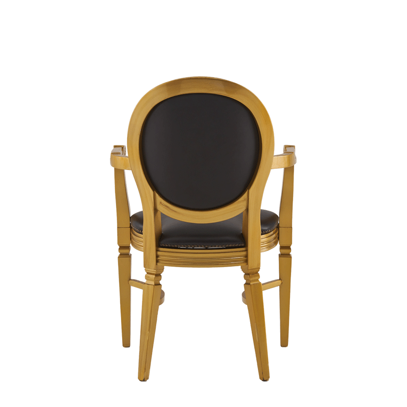 Chandelle Armchair in Gold with Brown Seat Pad