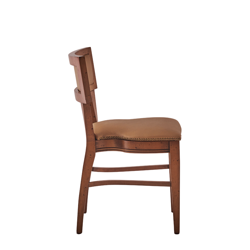 The Bogart Chair in Antique Wood with Caramel Seat Pad