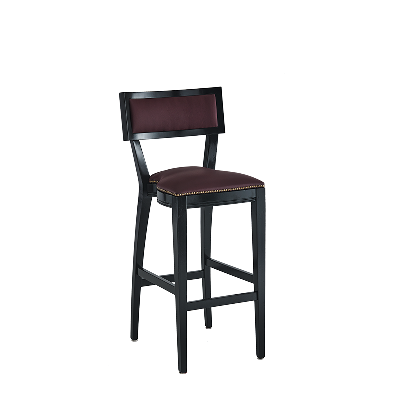 The Bogart Bar Stool in Black with Claret Wine Seat Pad