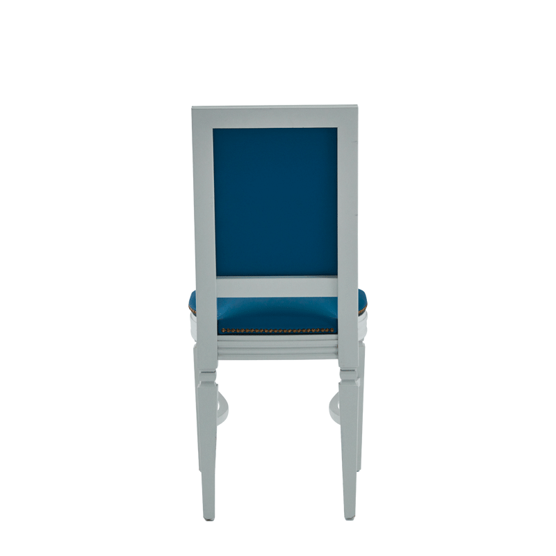 CKC Chair in White with Cornflower Blue Seat Pad