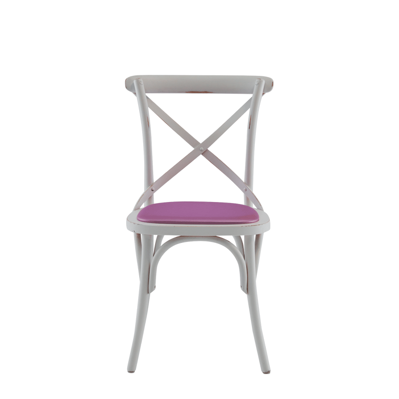 Coco Chair in White with Icy Pink Seat Pad