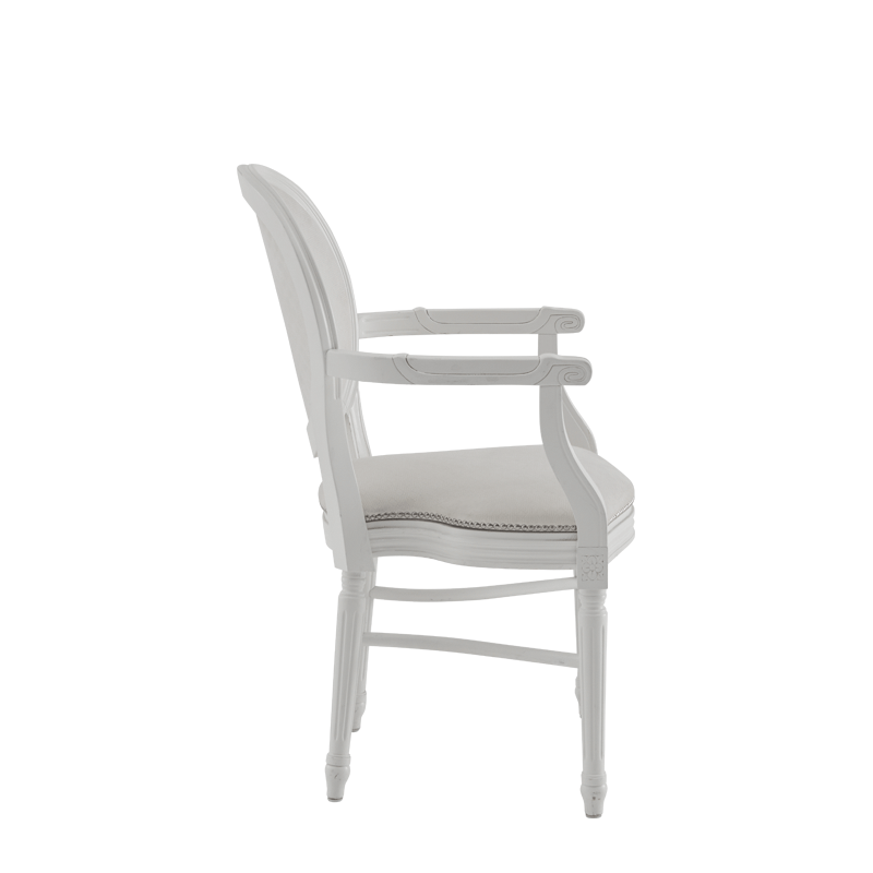 Chandelle Armchair in White with Ivory Seat Pad