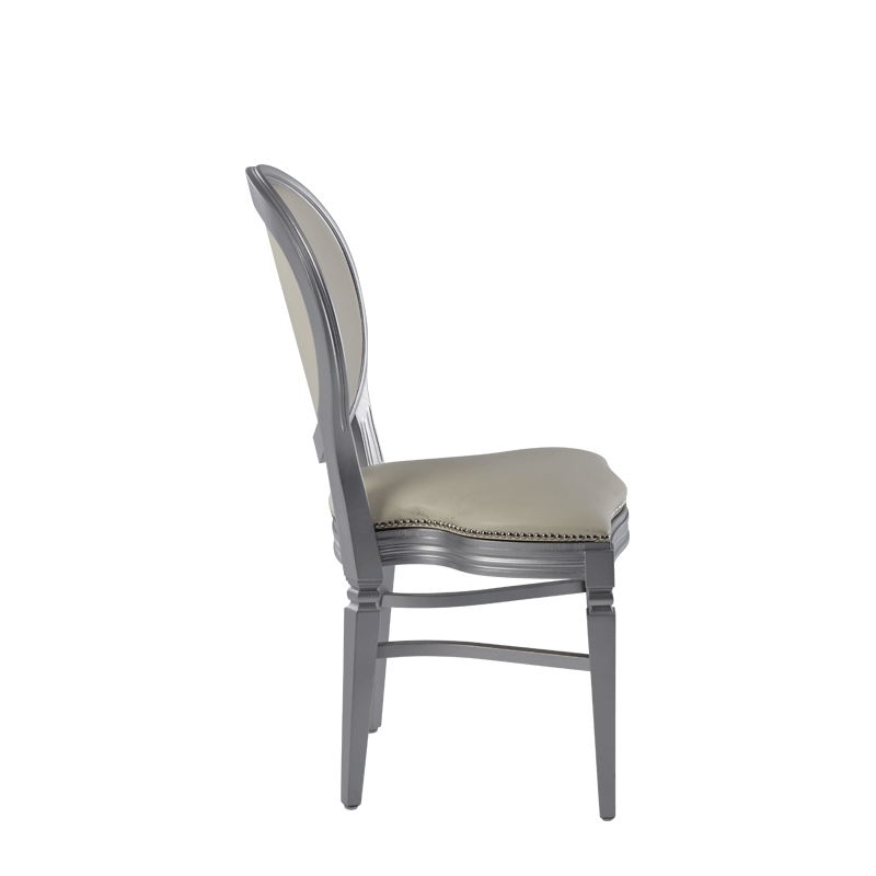 Chandelle Chair in Silver with Ivory Seat Pad