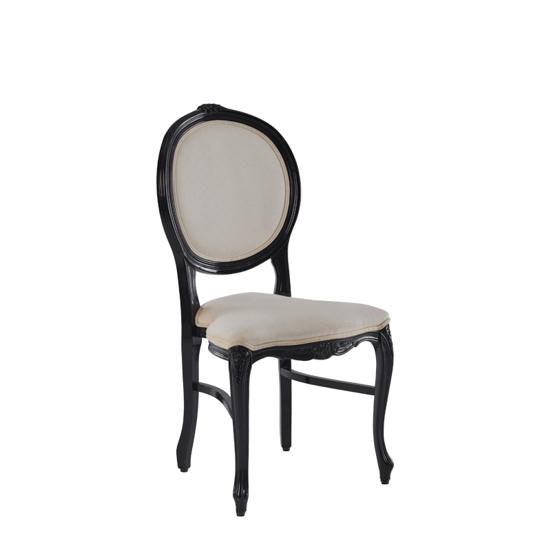 Louise Chair in Black with Ivory Seat Pad