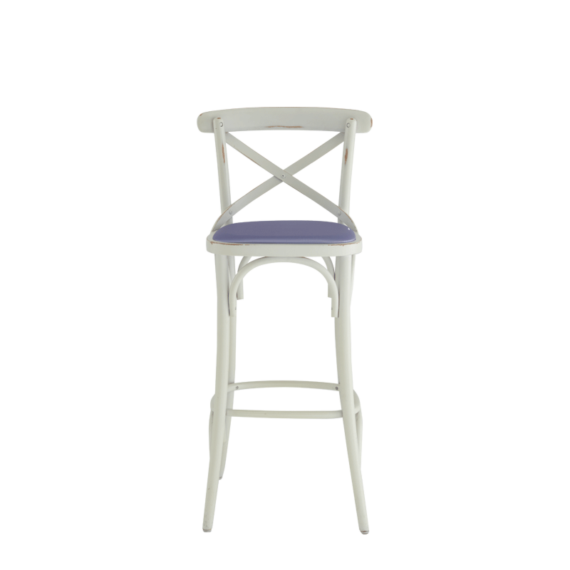 Coco Bar Stool in White with Lavender Seat Pad