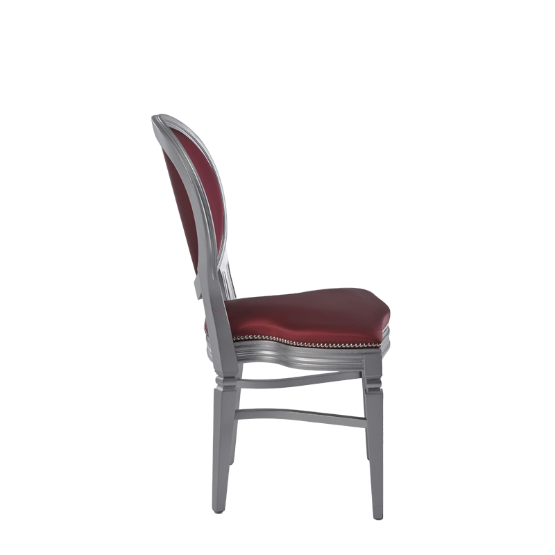 Chandelle Chair in Silver with Merlot Seat Pad