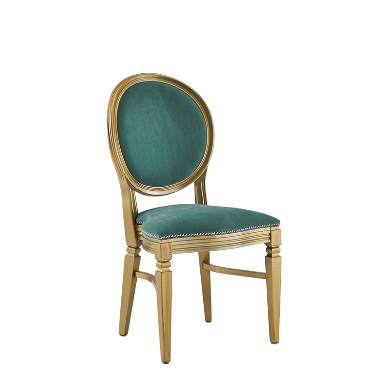 Chandelle Chair in Gold with Sea Green Velvet Seat Pad