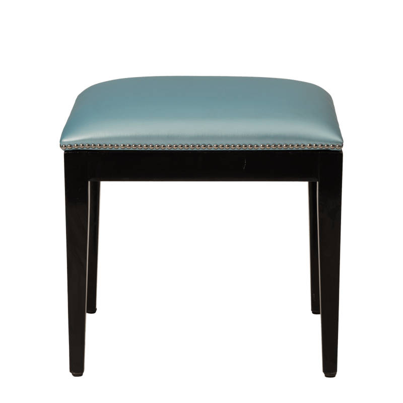 Divano Ottoman in Black with Sky Blue Seat Pad