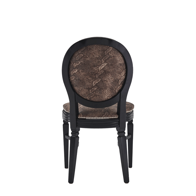 Chandelle Chair in Black with Taupe Snake Skin Seat Pad