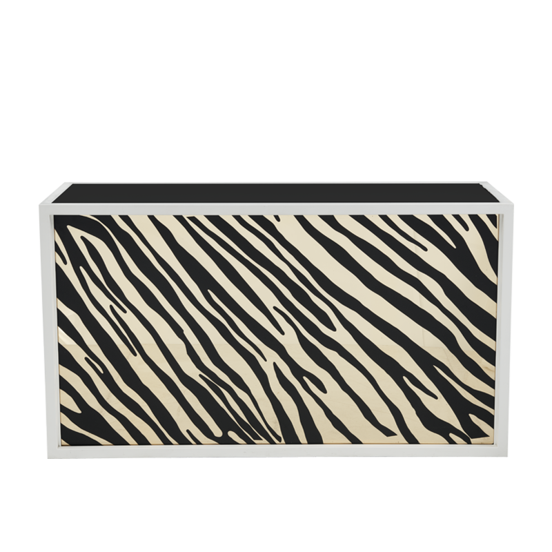 Unico Bar with White Frame and Tiger Print Front