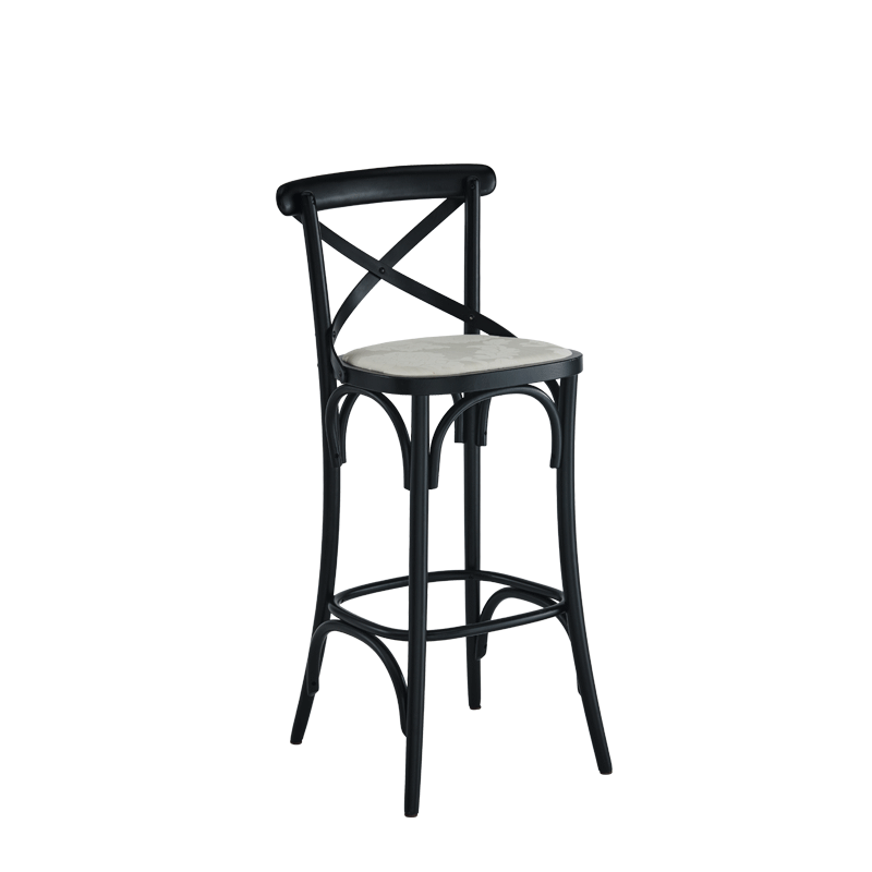 Coco Bar Stool in Black with Vanilla Seat Pad