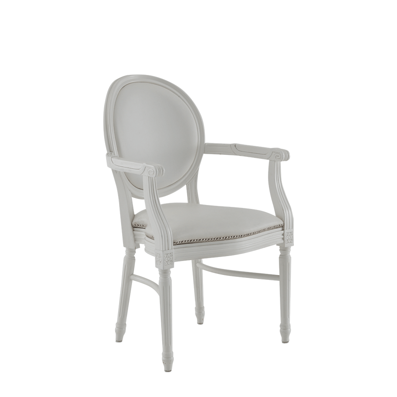 Chandelle Armchair in White with White Seat Pad