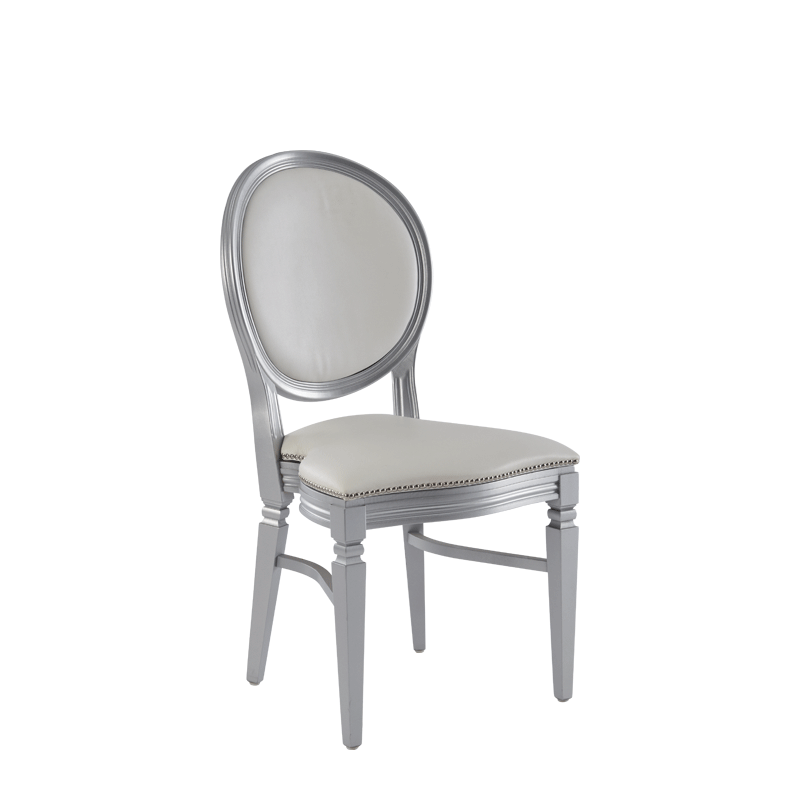 Chandelle Chair in Silver with White Seat Pad