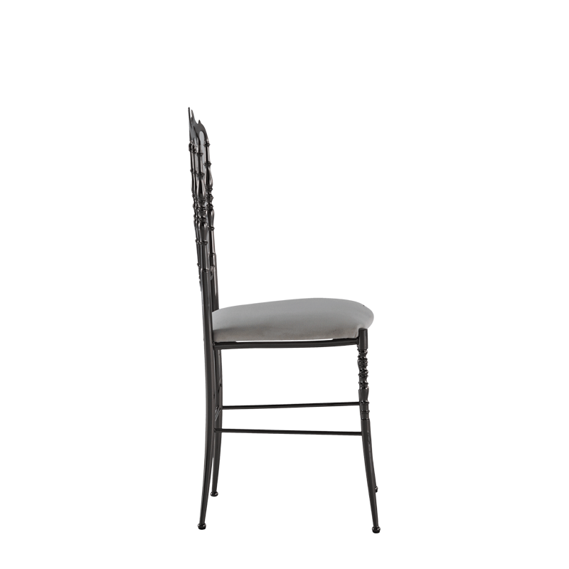 Napoleon Chair in Gunmetal with White Seat Pad