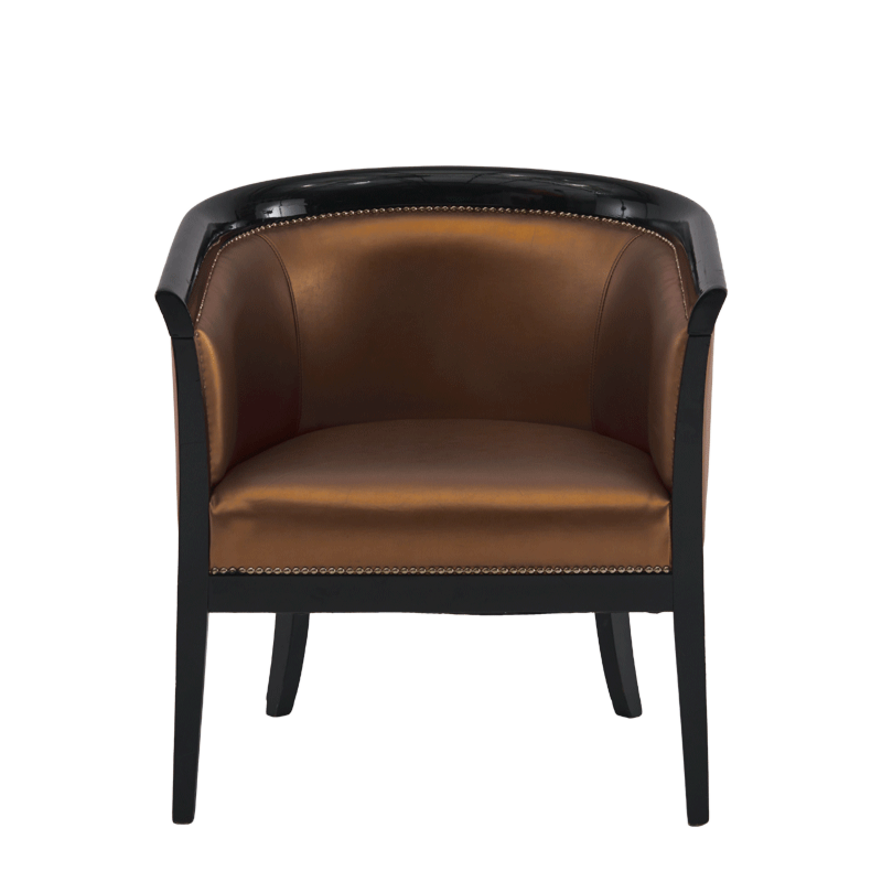 Divano Armchair in Black with Copper Seat Pad