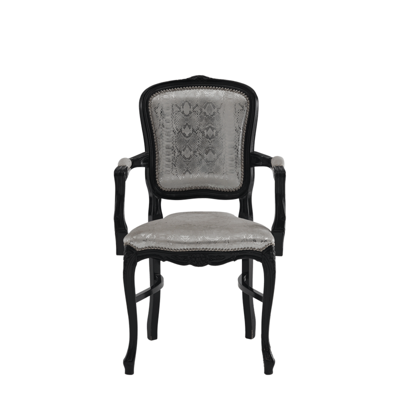 Versailles Armchair in Black with Silver Seat Pad