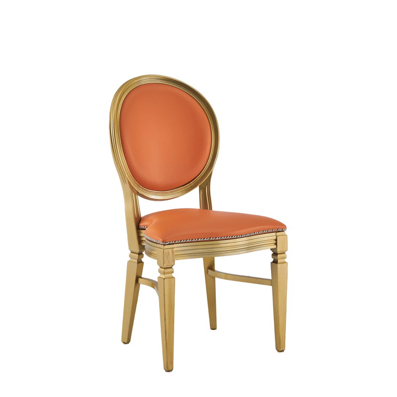 Chandelle Chair in Gold with Orange Seat Pad