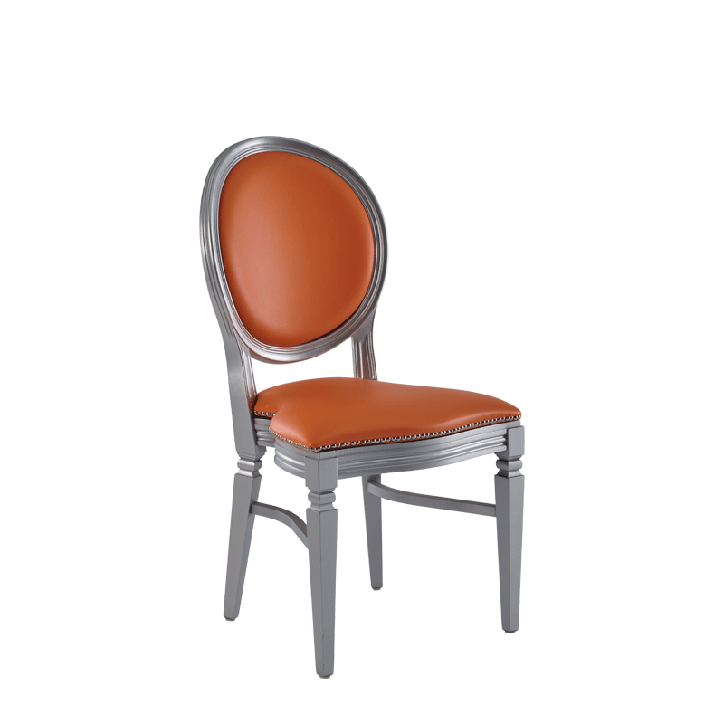 Chandelle Chair in Silver with Orange Seat Pad