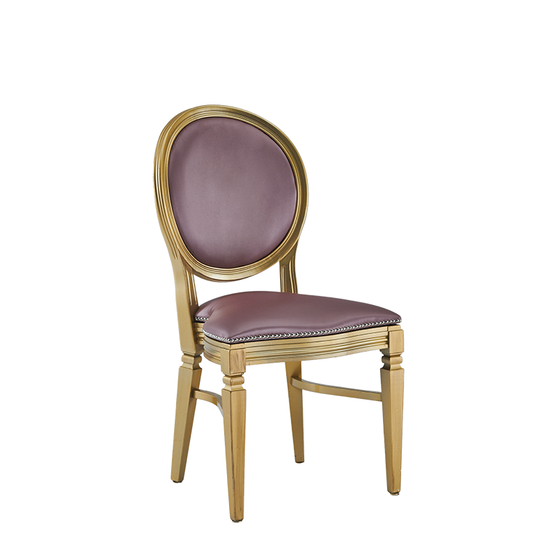 Chandelle Chair in Gold with Rose Seat Pad