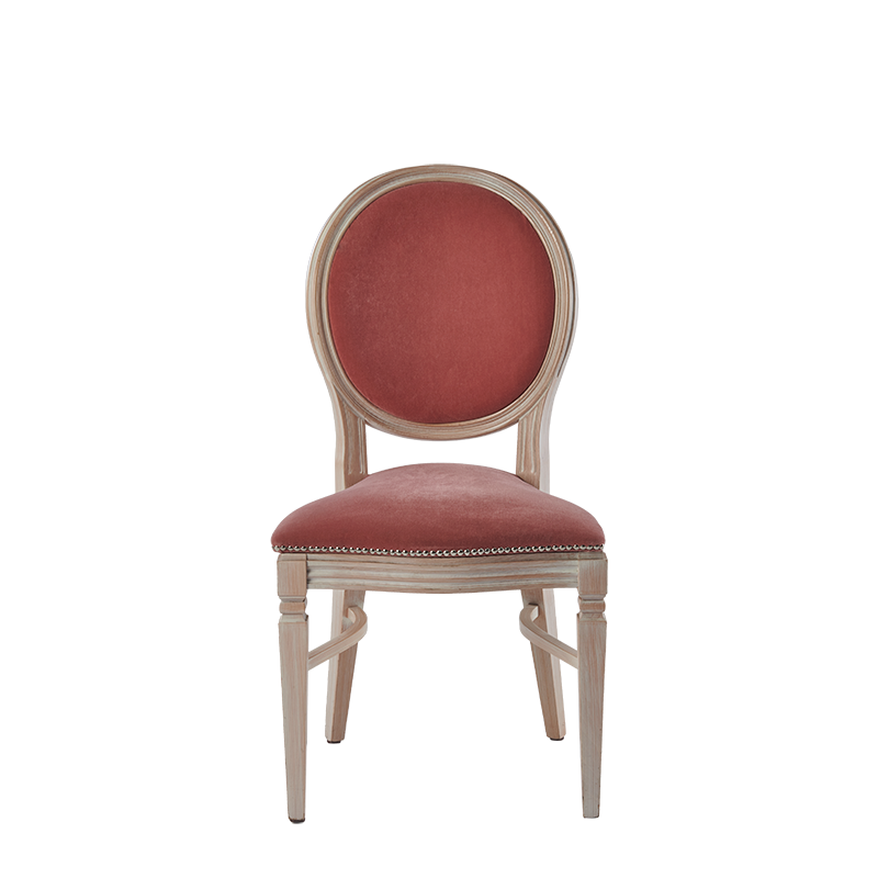 Chandelle Chair in Ivory with Rose Pink Velvet Seat Pad