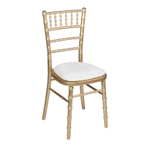 Bamboo Chair in Gold with White Vinyl Seat Pad