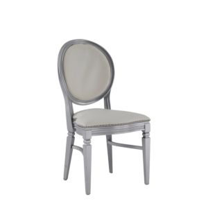 Chandelle Chair in Silver with Anastasia Collect. Silver Seat Pad