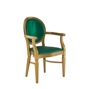 Chandelle Armchair in Gold with Emerald Green Seat Pad