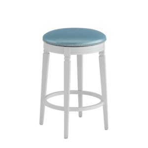 Beli Bar Stool White with Blue Seat Pad