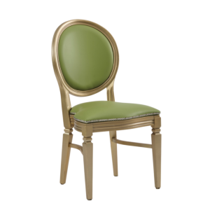 Chandelle Chair in Gold with Chartreuse Green Seat Pad